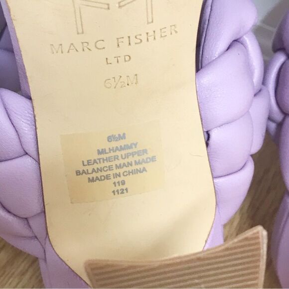 MARC FISHER Hammy Purple Braided Leather Heeled Slide Sandal Square Toe Size 6.5 - Picture 10 of 12